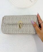 کیف کلاچ زنانه کشیده کرم - Image 2