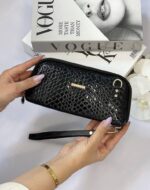 کیف مجلسی کلاچ زنانه زنجیردار مشکی طرح کروکودیل - Image 2