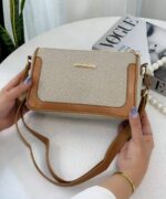 کیف دوشی زنانه کرم قهوه ای - Image 2