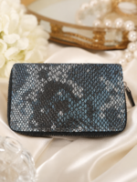 جاکارتی زیپ‌دار چندخانه پوست ماری آبی مشکی
