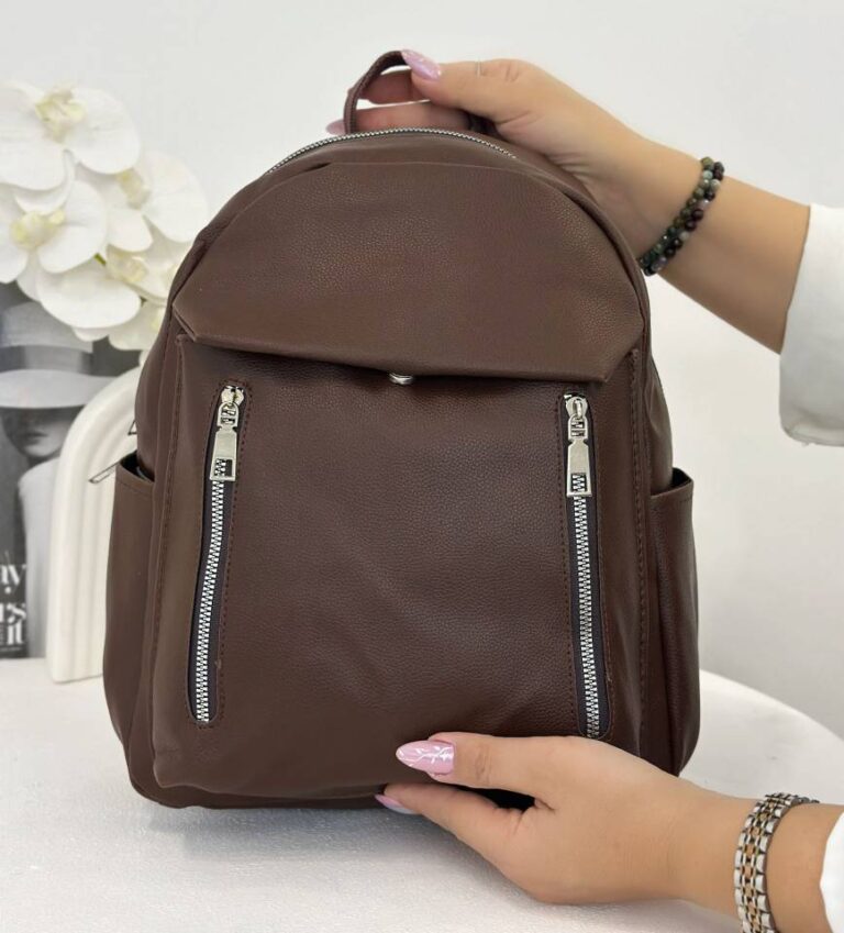 کوله پشتی چرم شرانگ قهوه ای دکمه دار دخترانه در فروشگاه کیفولی