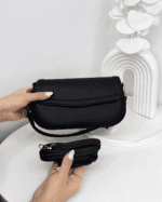 کیف دوشی و کلاچ زنانه ساده مشکی - تصویر 4