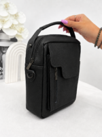 کیف دستی و دوشی مردانه مشکی جیبدار