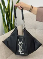 ALT: کیف دوشی زنانه طرح YSL مشکی کبریتی با بند زنجیری