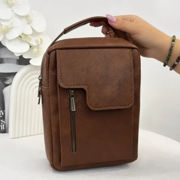کیف دستی و دوشی مردانه قهوه‌ای