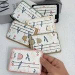 جاکارتی تایلندی گلدار صورتی پاستلی زنانه چند جای کارت