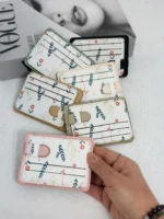 جاکارتی تایلندی گلدار صورتی پاستلی زنانه چند جای کارت
