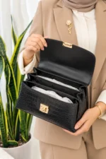 کیف دستی و دوشی زنانه صندوقی مشکی - تصویر 3