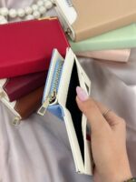 کیف پول زنانه زهدار ۹ جاکارتی آبی آسمانی و سفید