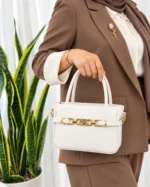 کیف دستی و دوشی زنانه سفید P&C سگک دار